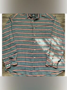 Levi's Striped Long-Sleeve Button-Down in Blue & Coral